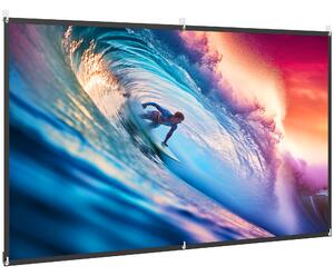 HOMCOM Telo per Proiettore 100" 16:9 HD 4K/8K Pieghevole e Portatile, Antipiega e Lavabile, Doppia Facciata, Bianco | Aosom Italy