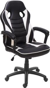 Sedia da ufficio HWC-F59, sedia da scrivania sedia girevole sedia da corsa sedia da gioco, Similcuoio ~ nero / bianco