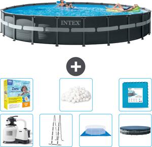 Piscina Intex Round Ultra XTR Frame - 732 x 132 cm - inclusa pompa - scaletta - telo di fondo - confezione di manutenzione della copertura - sfere filtranti - piastrelle per il pavimento