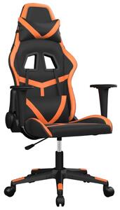 Sedia da Gaming Massaggiante Nero e Arancione in Pelle finta