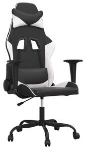 Sedia da Gaming Massaggiante Nera e Bianca in Pelle finta