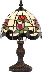 Clayre & Eef Lampada da tavolo Tiffany Ø 18x30 cm Fiori di vetro rosso beige