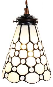 Clayre & Eef lampada a sospensione Tiffany Ø 15x115 cm vetro bianco marrone