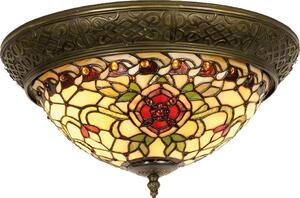Clayre & Eef Lampada da soffitto Tiffany Ø 38x19 cm Rosso Verde Vetro Rosa
