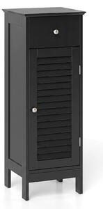 Costway Mobiletto bagno con cassetto porta a persiana ripiano regolabile, Organizer laterale per bagno Nero