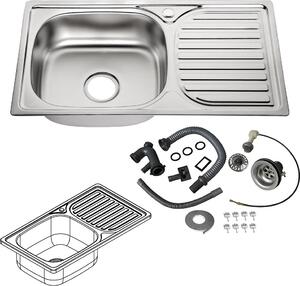 76CM lavello in acciaio inox rettangolare ripiano sinistro Lavello da cucina Lavello da incasso Unità di lavaggio Unità di lavaggio