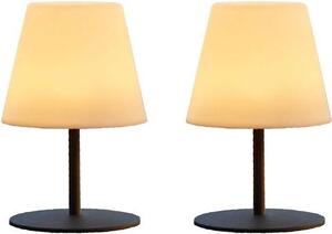 Confezione di 2 lampade da tavolo LED TWINS dimmerabili bianco caldo/bianco, senza fili, base in acciaio grigio, H16cm