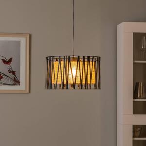 TK Lighting Lampada a sospensione Harmony, nero, Jute naturale, Ø 40 cm