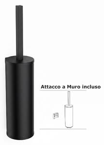 Porta scopino in Ottone da appoggio o a muro Dimensioni 8x8x h 35,5 cm LA PIANA finitura verniciato nero opaco