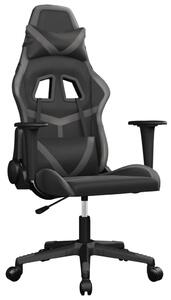 Sedia da Gaming Massaggiante Nero e Grigio in Pelle finta