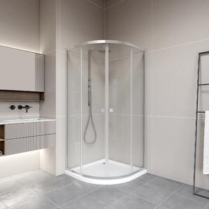 Cabina doccia 90x90 MARWELL LEEDS II cromo - 90x90x190 - Doccia rotonda con porte scorrevoli - Profili in alluminio di alta qualità
