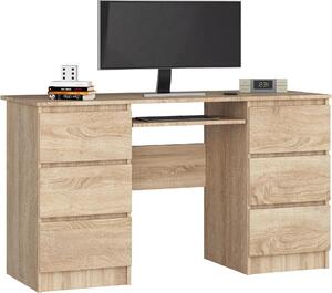 Scrivania elegante A-11 in Rovere Sonoma con 6 cassetti e spazio di archiviazione