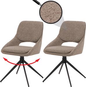 Set di 2 sedie per sala da pranzo HWC-N73, sedia da cucina, girevole con ritorno automatico, tessuto/textile boucle (540g/m²) Oeko-Tex ~ beige