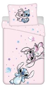 Set copripiumino e federa da bambini rosa in cotone per letto singolo 140x200 cm Lilo a Stitch "Universe" – Jerry Fabrics