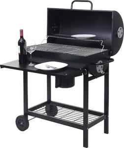 Carrello barbecue MCW-F70, barbecue a carbonella da giardino con coperchio e ripiano, in acciaio, 103x93x70 cm, nero