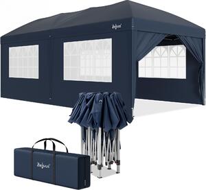 Gazebo pieghevole Zelsius 3x6 m con pareti laterali, blu, gazebo pieghevole UV30, tenda da giardino pieghevole