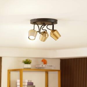 Lindby fatto da soffitto Sylveria, a 3 luci, nero/oro, ferro