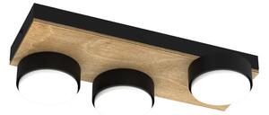 Spot a soffitto 3 punti nero rettangolare con elemento in legno 3xGX53 15W Sema Luminex