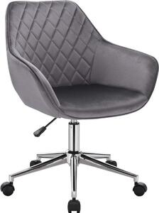 Sgabello da lavoro Happyment New York - Grigio scuro - Per adulti - Su rotelle - Velluto - Sedia da ufficio ergonomica - Regolabile in altezza - Con bracciolo