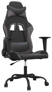 Sedia da Gaming Massaggiante Nero e Grigio in Pelle finta
