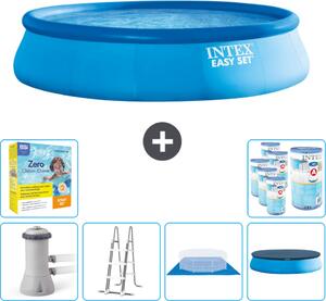 Piscina gonfiabile rotonda Easy Set di Intex - 457 x 107 cm - blu - inclusa pompa - scaletta - telo di fondo - confezione di manutenzione del telo - filtro