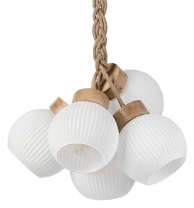 Lampadario sospeso con cavo LOOMIS 5xE27/15W/230V 130 cm beige/rovere