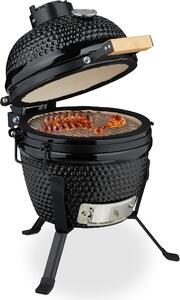 Relaxdays 4052025866976, Griglia Kamado, Legna da ardere, Esterno, Fornello a forma di uovo, Griglia, Nero
