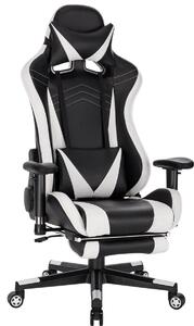 Sedia da gioco Bolt Edge - Sedia ergonomica da gioco e da ufficio - Regolabile in altezza - Bianco - Pelle finta - Con poggiapiedi