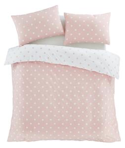 Set copripiumino e federa bianco e rosa in flanella per letto singolo 135x200 cm Polka Dot – Catherine Lansfield