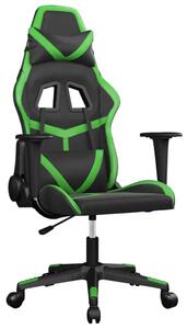 Sedia da Gaming Massaggiante Nero e Verde in Pelle finta