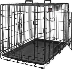 Gabbia per cani FEANDREA, box per cani, 2 porte, 107 x 70 x 77,5 cm, nero