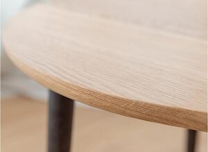 Tavolino moderno in legno massello ovoidale a 3 gambe