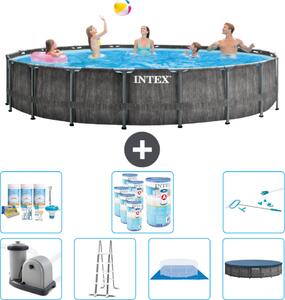 Piscina Intex Round Prism Frame Greywood - 549 x 122 cm - inclusa pompa - scaletta - telo di fondo - pacchetto manutenzione copertura - filtro - kit di pulizia