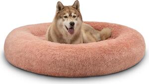 Lionto Donut dog bed, divano rotondo per cani con rivestimento in peluche e borchie antiscivolo, morbido e accogliente, diametro 120 cm, rosa