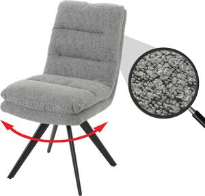 Sedia da pranzo HWC-G66, sedia da cucina, girevole in posizione automatica tessuto/tessuto bouclé MVG ~ grigio chiaro