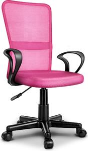 TRESKO sedia da ufficio rosa sedia da scrivania girevole, con braccioli e rotelle in plastica, regolabile in altezza in continuo, sedile imbottito, ergonomica