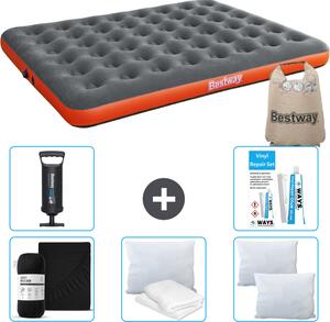 Materasso gonfiabile Bestway - 2 persone - 152 x 203 x 22 cm - grigio/arancio - accessori inclusi