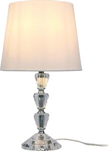 Lampada da tavolo Relaxdays, base in vetro e paralume in tessuto, E27, A x P: 40,5 x 23 cm, design cristallo, lampada da tavolo con cavo, bianca