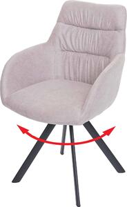 Sedia da pranzo HWC-J69, sedia da cucina Sedia con braccioli, posizione girevole automatica, velluto ~ crema-beige