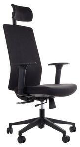 Sedia da ufficio girevole ergonomica ZN-807-B, braccioli regolabili, poggiatesta, sedile scorrevole (avanti-indietro), nero