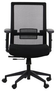 Sedia da ufficio ergonomica girevole RIVERTON M/L, braccioli regolabili, schienale in rete, seduta scorrevole (avanti-indietro), nero