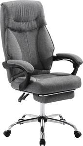 Happyment Sedia ergonomica da ufficio - Con poggiapiedi - Regolabile in altezza - Su rotelle - Per adulti - Grigio - Tessuto