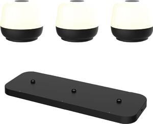 Lampada da tavolo Naxos - set di 3 - nero + stazione di ricarica nera - H8 x Ø9