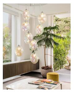 UVA SOSPENSIONE ROTONDA 8 LUCI D60 CM CON SFERE IN VETRO IRIDESCENTE E ROSONE IN 4 COLORI LAMPADINE G9