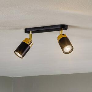 Luminex Spot soffitto Reno, 2 luci, nero/oro