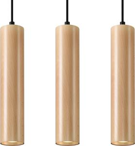 Lampada a sospensione LINO 3 in legno 3xGU10 10W legna 90x6x45cm Sollux Lighting