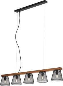 Lampada a sospensione lampada retrò effetto griglia 5x E14 25 W metallo-legno Briloner