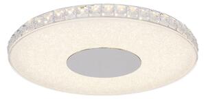 Globo Lighting plafoniera in metallo argento metallizzato, vetro opale, cristalli di plastica trasparenti, ø: 400mm, H: 40mm, incl. LED 24W 230V, sorgente 3620lm, potenza 1600lm, 4000K