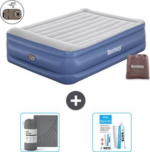 Materasso gonfiabile Bestway - 2 persone - 152 x 203 x 56 cm - Grigio/Blu - Accessori inclusi