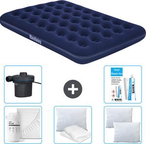 Materasso gonfiabile Bestway - Letto francese - 137 x 191 x 22 cm - Blu - Accessori inclusi